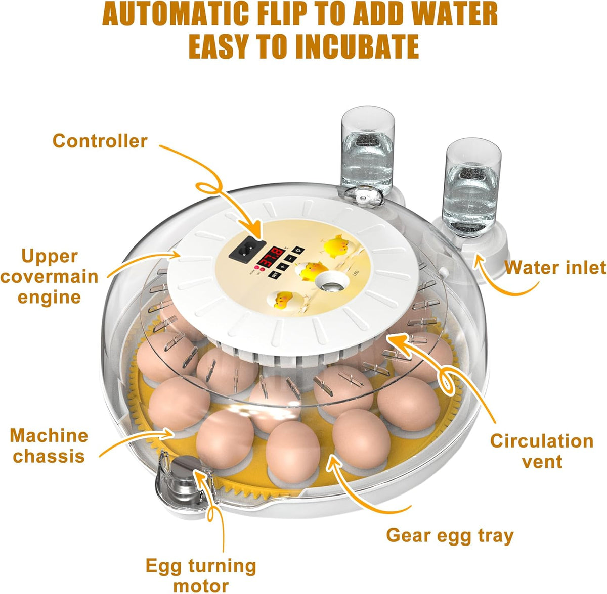18 Egg Incubator with Automatic Turning and LED Display CARLA HOME