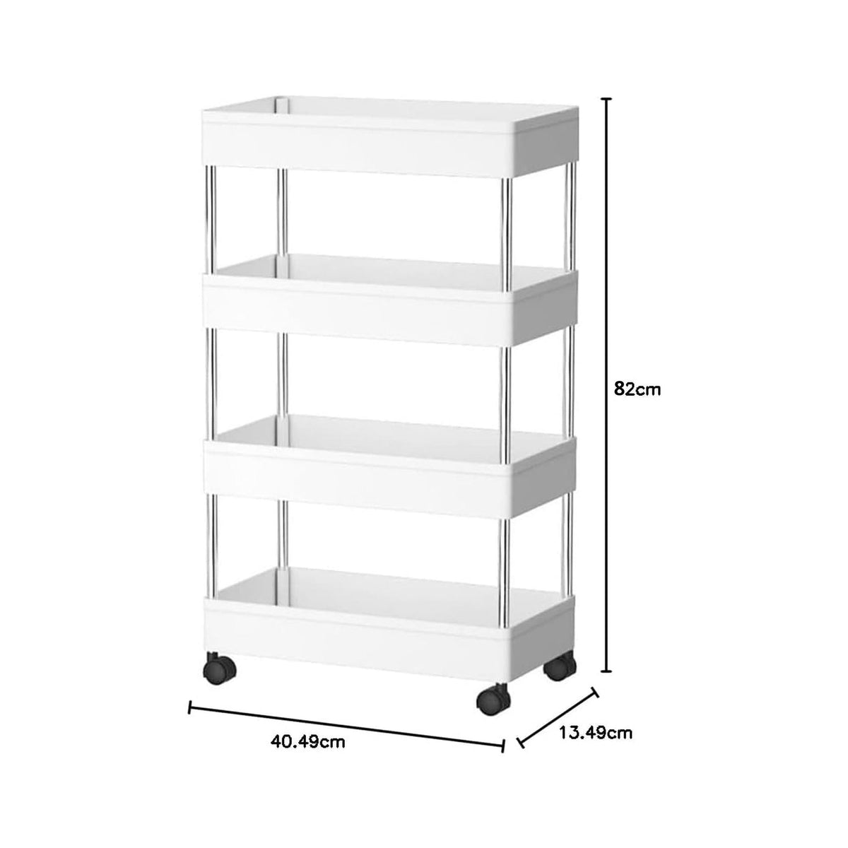 4-Tier Slim Storage Cart Organizer Trolley with Wheels for Kitchen CARLA HOME