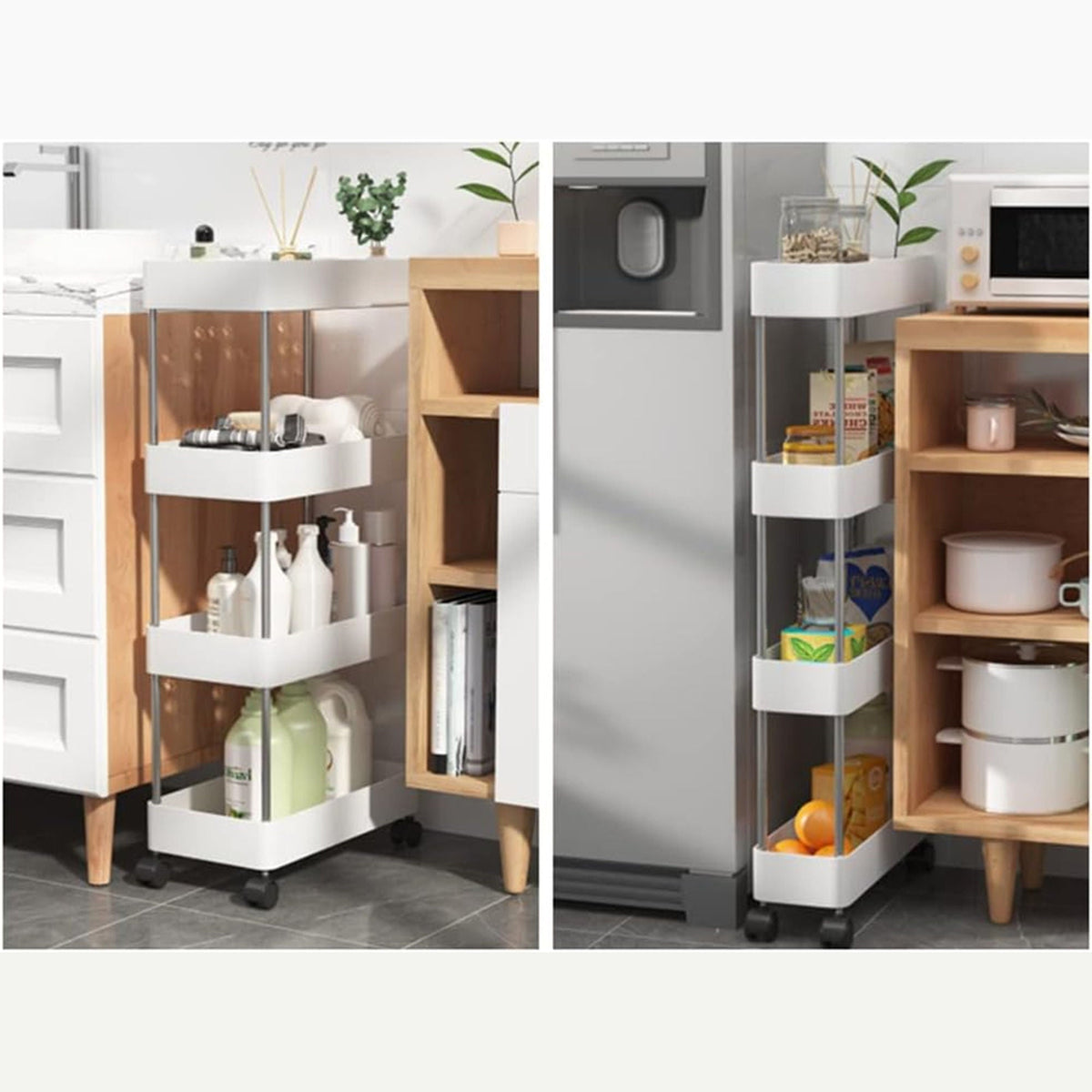 4-Tier Slim Storage Cart Organizer Trolley with Wheels for Kitchen CARLA HOME