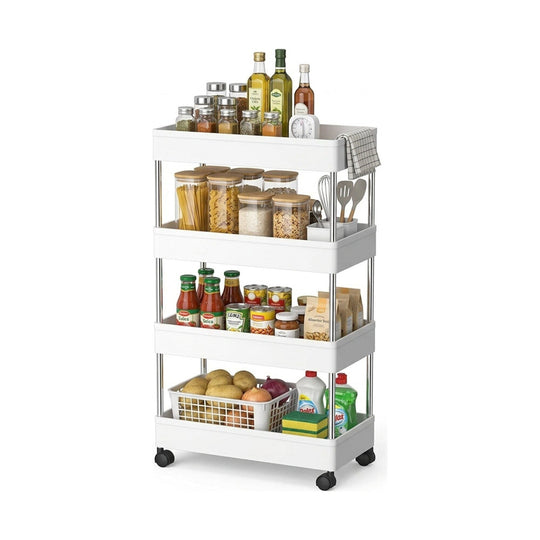 4-Tier Slim Storage Cart Organizer Trolley with Wheels for Kitchen CARLA HOME