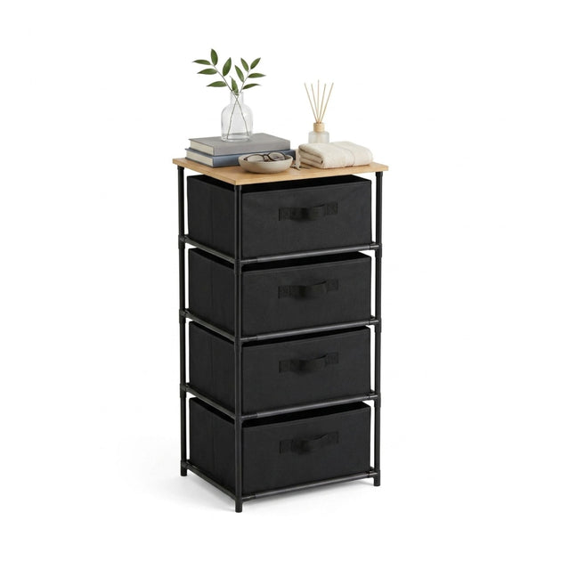 4 Drawer Fabric Storage Dresser - Steel Frame - Rustic CARLA HOME