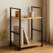 2-Tier Bookshelf Wood Metal Display Shelf Brown CARLA HOME
