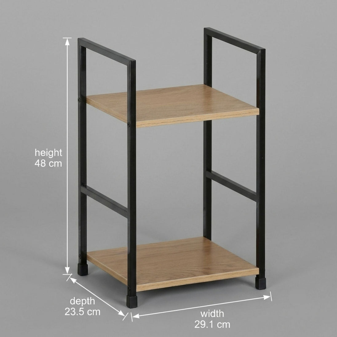 2-Tier Bookshelf Wood Metal Display Shelf Brown CARLA HOME
