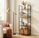 4-Tier Bookshelf Wood Metal Display Shelf Brown CARLA HOME