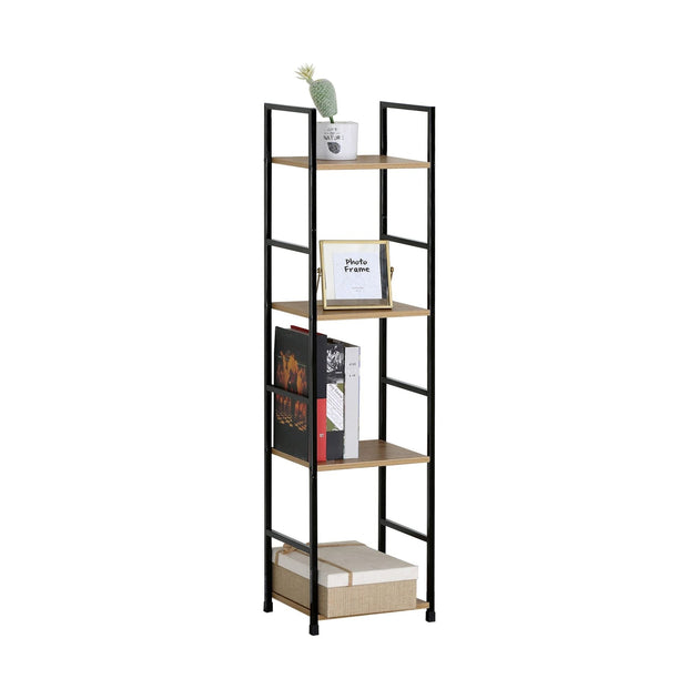 4-Tier Bookshelf Wood Metal Display Shelf Brown CARLA HOME