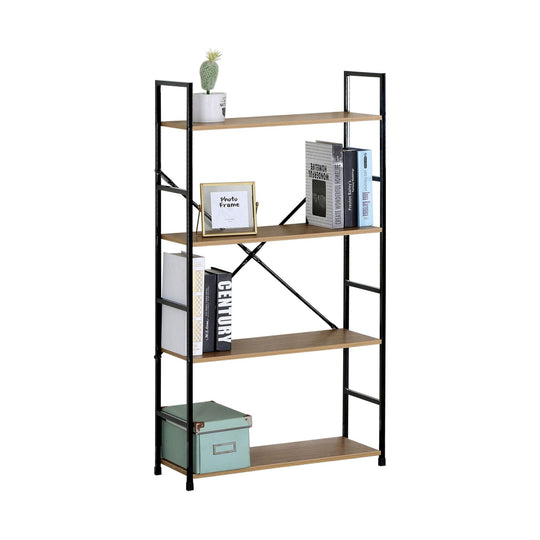 4-Tier Industrial Bookshelf Wood Metal Shelf Brown CARLA HOME