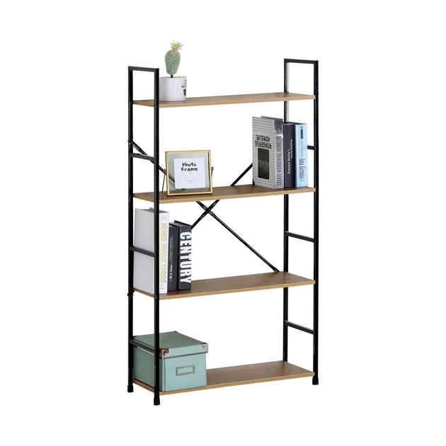 4-Tier Industrial Bookshelf Wood Metal Shelf Brown CARLA HOME