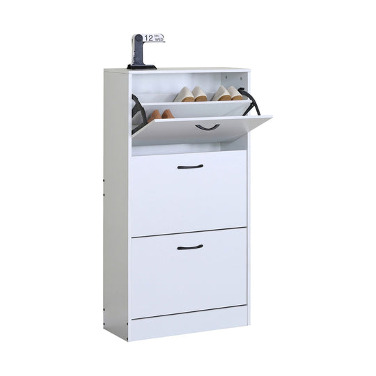 3 Flip Drawer Shoe Cabinet Hidden Storage White Nordic CARLA HOME