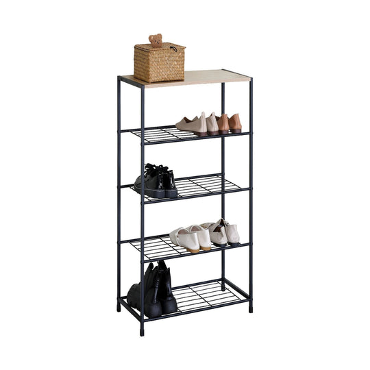 5-Tier Shoe Rack with Metal Mesh Shelves for Entryway CARLA HOME