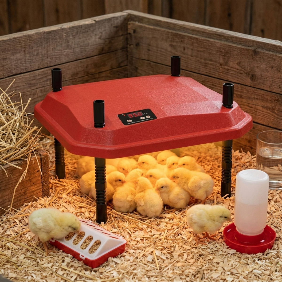Chick Brooder Heating Plate Adjustable Height Red CARLA HOME