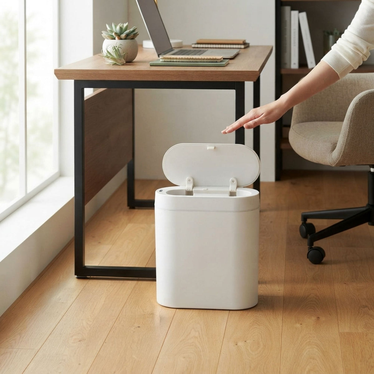 7L Motion Sensor Bin Slim Design for Bathrooms & Kitchens - White CARLA HOME
