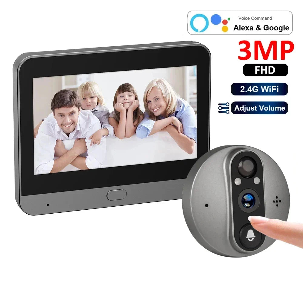 WiFi Smart Peephole Camera Doorbell OBA
