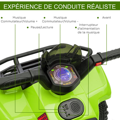 Quad buggy voiture électrique enfant quad électrique 18-36 mois 6 V 2 Km/h max. vert