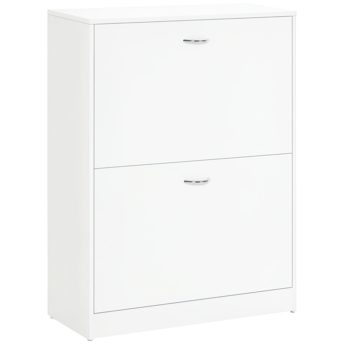 Armoire à Chaussures Meuble à Chaussures dim. 60L x 24l x 80H cm 2 Portes abattantes Blanc