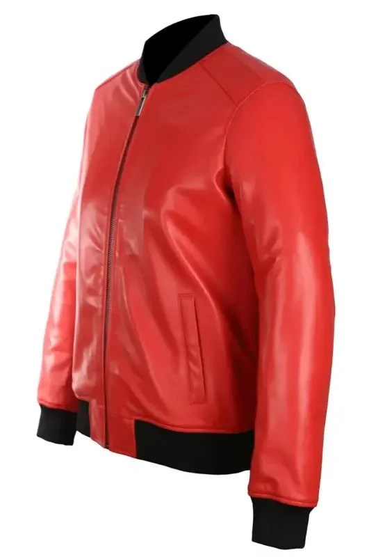 Lyla Women's Real Leather Bomber Jacket Red Gear Hikes