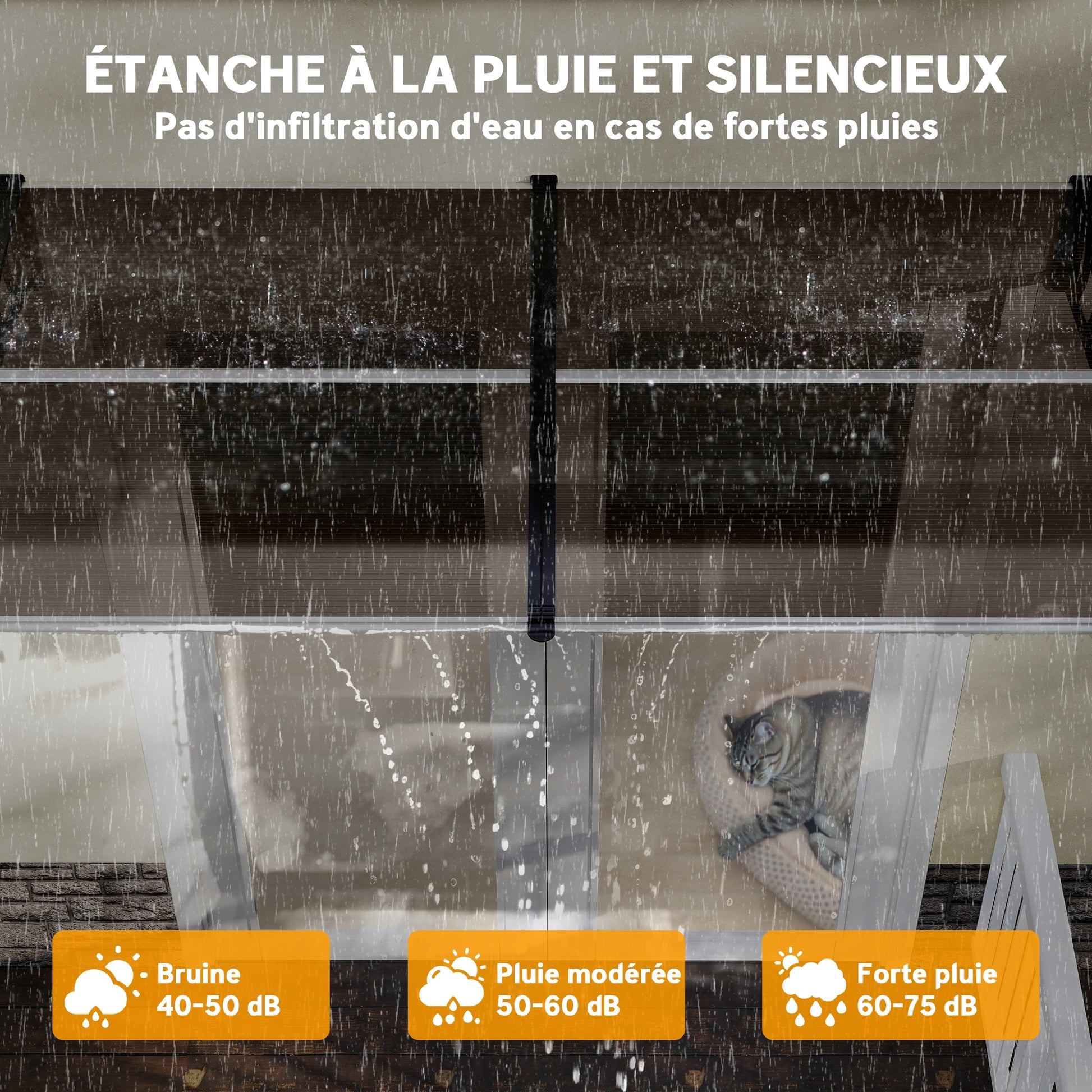 Auvent de porte toit marquise en polycarbonate auvent de porte d'entrée bord en aluminium contre la pluie et UV