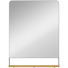 Miroir mural 80 x 60 cm avec étagère en bois, miroir rectangulaire moderne avec cadre en métal, noir