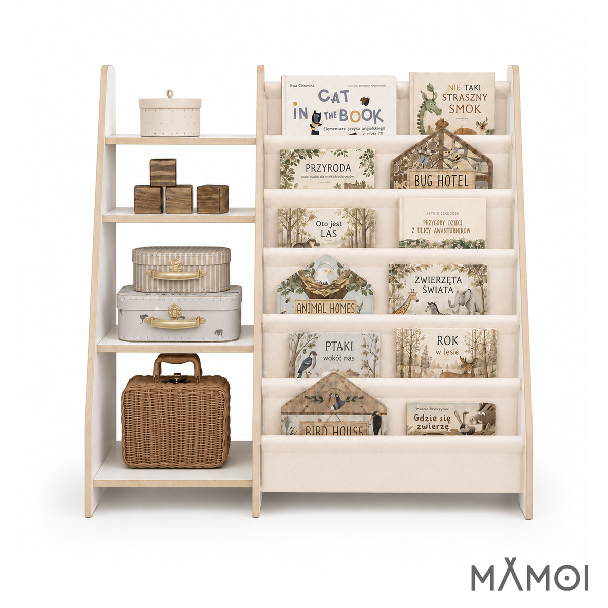 MAMOI® Regał na książki i zabawki dla dzieci, biblioteczka Montessori 2w1