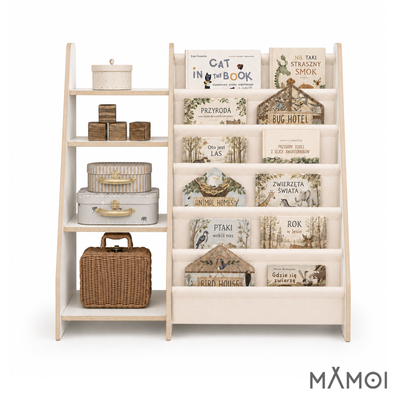 MAMOI® Regał na książki i zabawki dla dzieci, biblioteczka Montessori 2w1