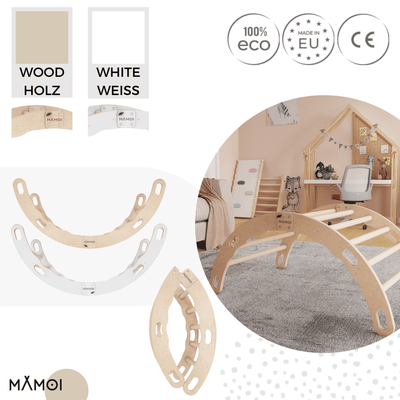 MAMOI® Indoor climbing frame for toddlers, Wooden baby gym, Play gym rocker toys made of wood for toddler, Rockers montessori climbing frame age 1-3