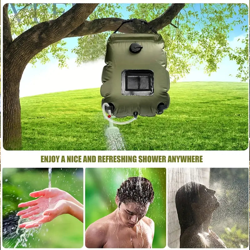 5 Gallon Solar Heated Camping Shower Bag - Portable Bath Bag TM