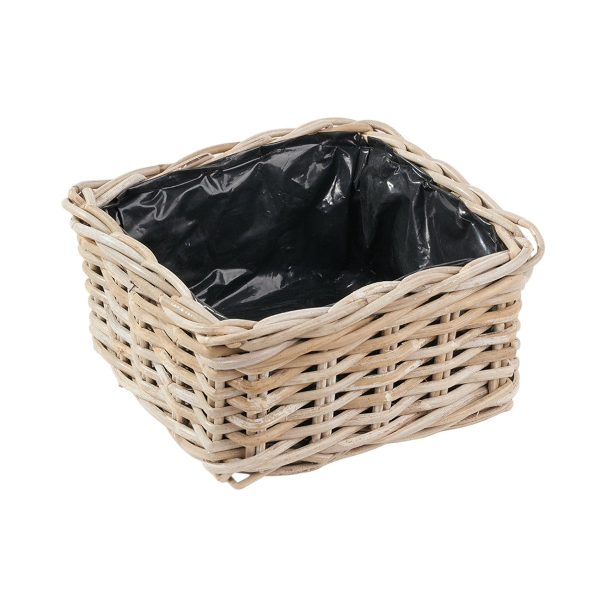Set of 3 Indoor Outdoor Grey Kubu Rattan Square Basket Planters