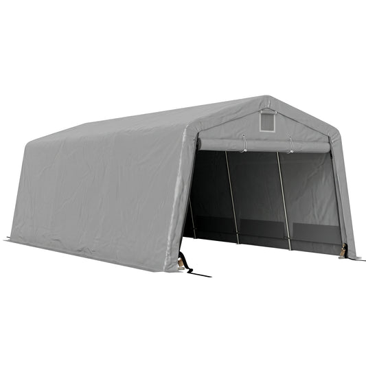 Tente garage carport dim. 6,2L x 3,3l x 2,4H m acier galvanisé robuste PE haute densité 150 g/m² imperméable anti-UV