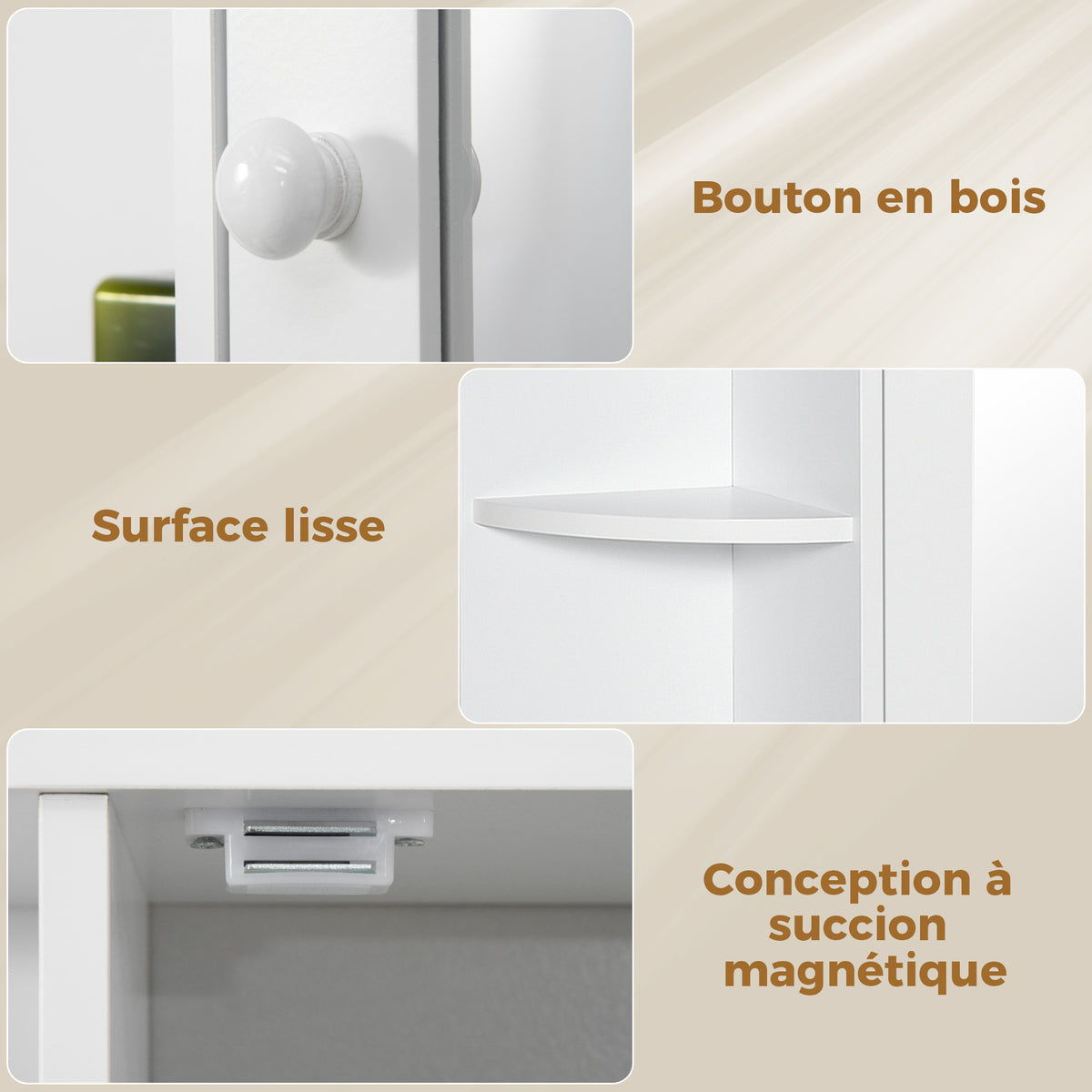 Armoire Murale avec Miroir Salle de Bain Meuble Miroir avec Rangement Toilettes 1 Porte + étagères latérales