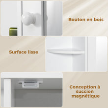 Armoire Murale avec Miroir Salle de Bain Meuble Miroir avec Rangement Toilettes 1 Porte + étagères latérales
