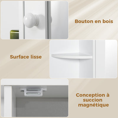 Armoire Murale avec Miroir Salle de Bain Meuble Miroir avec Rangement Toilettes 1 Porte + étagères latérales
