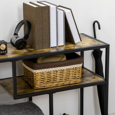 Table console style industriel avec 4 niveaux de rangement 3 étagères inférieures 99,6 x 33,6 x 74 cm