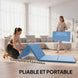Tapis de gymnastique yoga pilates fitness pliable en 4 avec poignées revêtement synthétique 240 x 120 x 5 cm bleu clair Aosom
