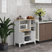Meuble armoire micro-ondes pour cuisine avec 1 niche, 3 portes passe-câbles 80 x 35 x 97 cm blanc et aspect bois Aosom