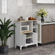 Meuble armoire micro-ondes pour cuisine avec 1 niche, 3 portes passe-câbles 80 x 35 x 97 cm blanc et aspect bois Aosom