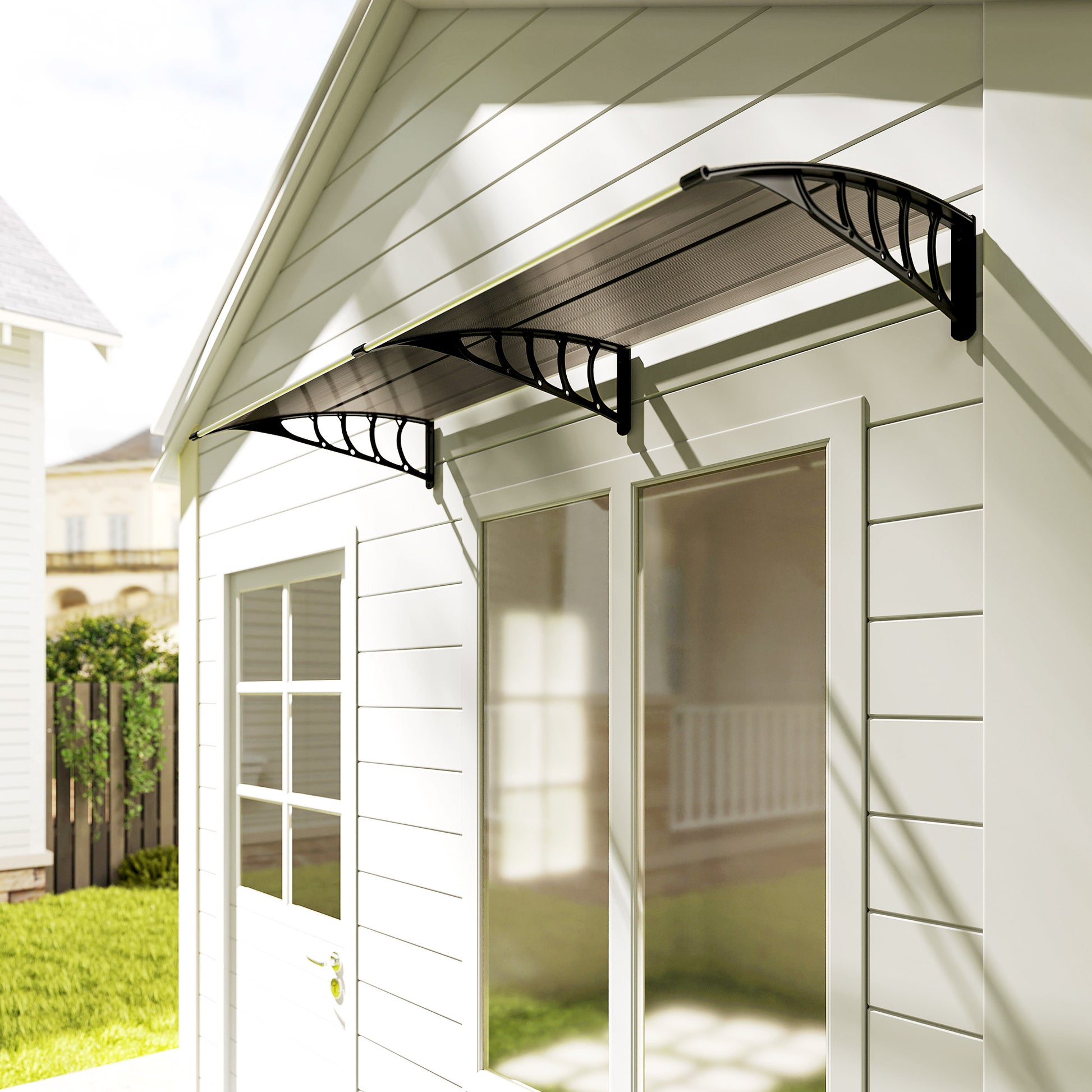Auvent de porte toit marquise en polycarbonate auvent de porte d'entrée bord en aluminium contre la pluie et UV
