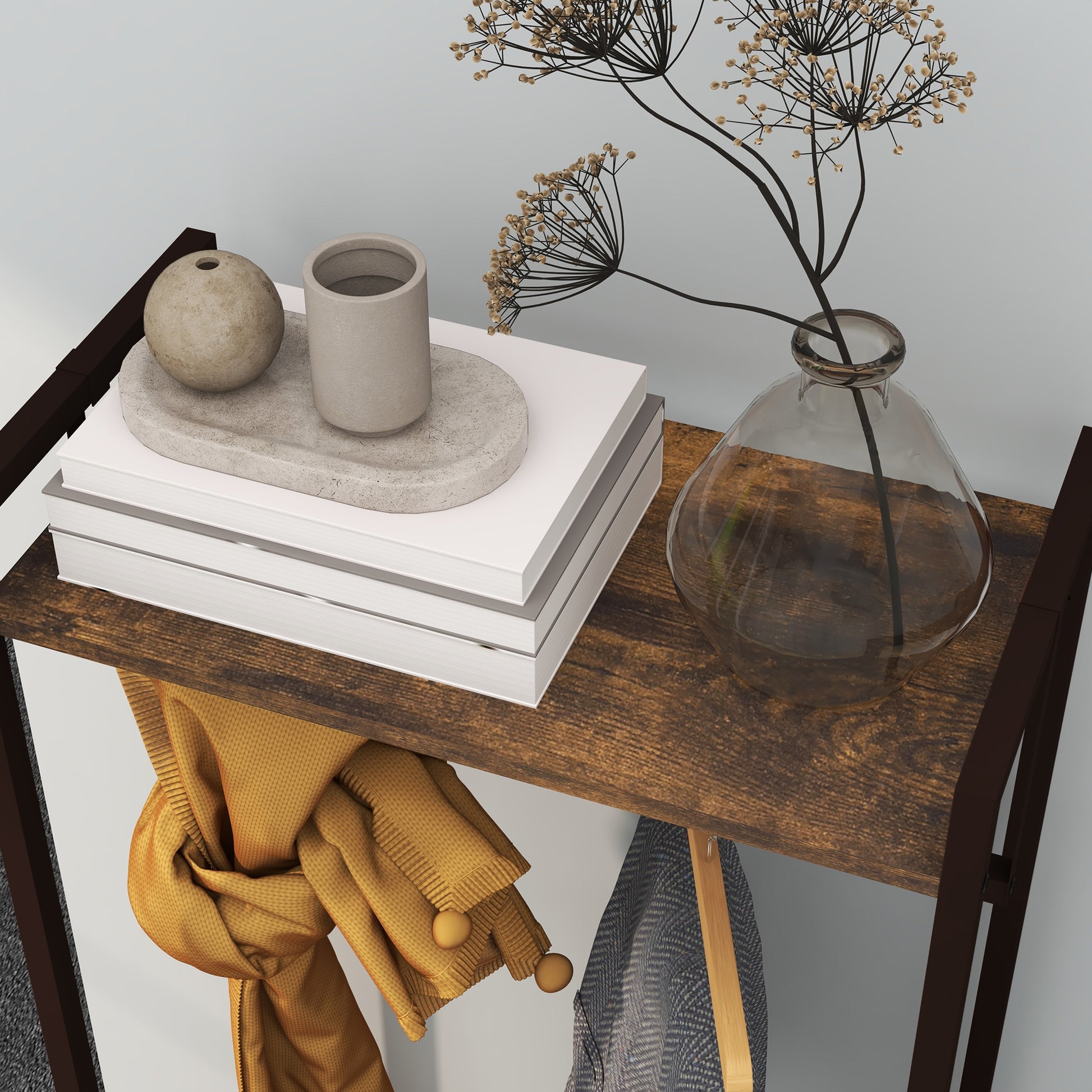 Portant à vêtements avec 3 tiroirs en tissu, étagères de rangement et tringle de suspension, 58,5 x 30 x 178 cm, marron