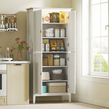 Buffet cuisine, meuble cuisine rangement haut avec LED réglable et détecteur de mouvement, 80 x 40 x 176,5 cm, blanc