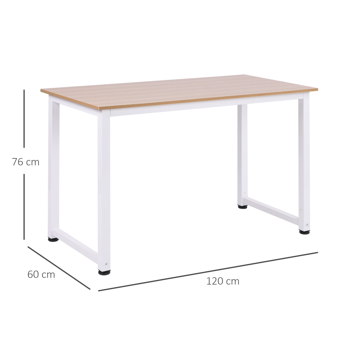 Table d'ordinateur table de salle à manger 120L x 60l x 76H cm chêne et Blanc Multifonction Grand Plateau Cadre Robuste en métal