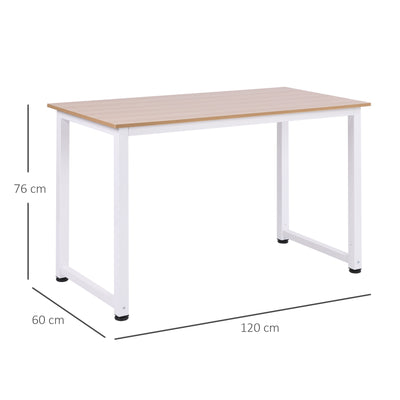 Table d'ordinateur table de salle à manger 120L x 60l x 76H cm chêne et Blanc Multifonction Grand Plateau Cadre Robuste en métal