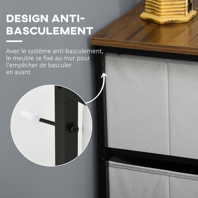 Commode 8 tiroirs meuble de rangement tiroir en tissu pliant - structure acier noir - 100 x 30 x 78 cm
