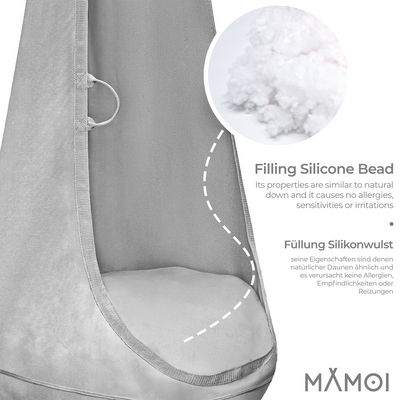 MAMOI® Wiszący kokon z tkaniny velvet z poduszką
