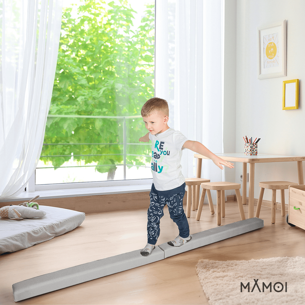 MAMOI® Foldable Gymnastics Beam with Synthetic Leather 200 cm, Non-Slip Training Beam for Kids and Adults, Soft Surface, For Home Use, Folding Design, 180 kg Weight Capacity