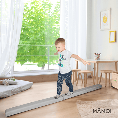 MAMOI® Foldable Gymnastics Beam with Synthetic Leather 200 cm, Non-Slip Training Beam for Kids and Adults, Soft Surface, For Home Use, Folding Design, 180 kg Weight Capacity