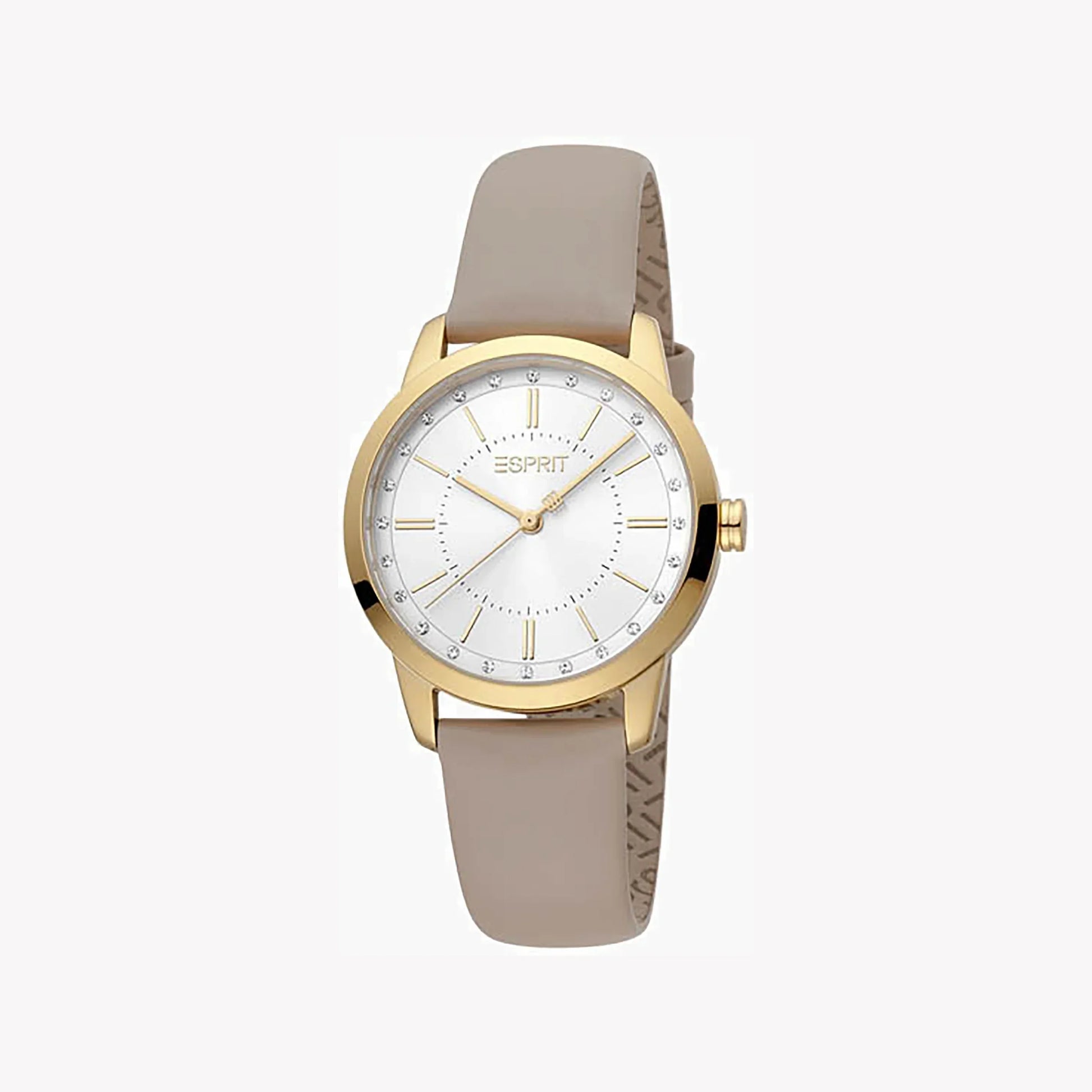 Esprit Women's Beige Leather Watch, Silver Dial | Es1l063m0015