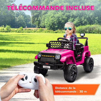 Voiture électrique enfant 4x4 télécommande 2,4Ghz, 2 moteurs 12 V, vitesse réglable, musique, klaxon, lumières LED, noir
