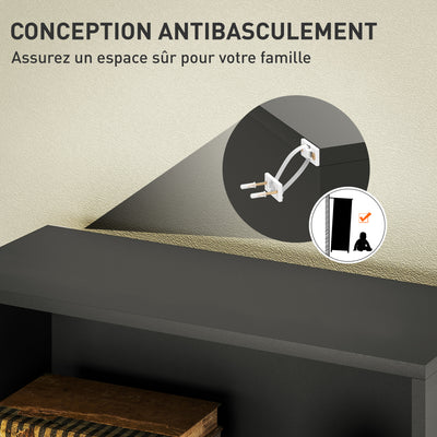Bibliothèque étagère de rangement 6 niveaux avec étagères réglables pour salon, chambre, bureau, 60x24x158,5cm, noir