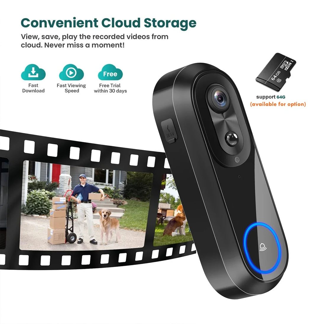 WiFi Video Doorbell Smart Camera (1080P) OBA
