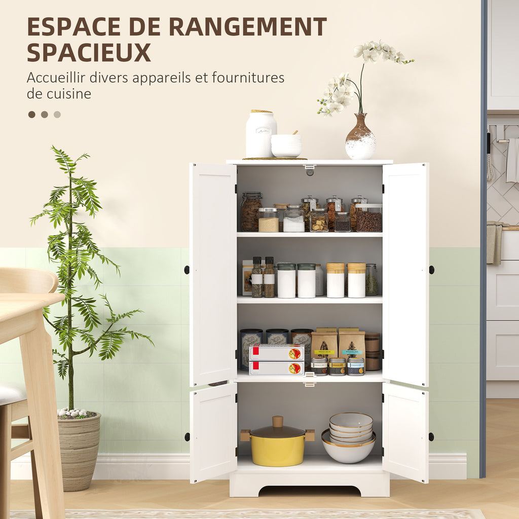 Armoire de cuisine buffet cuisine avec placards et étagères réglables, 58,2 x 30 x 123 cm, blanc