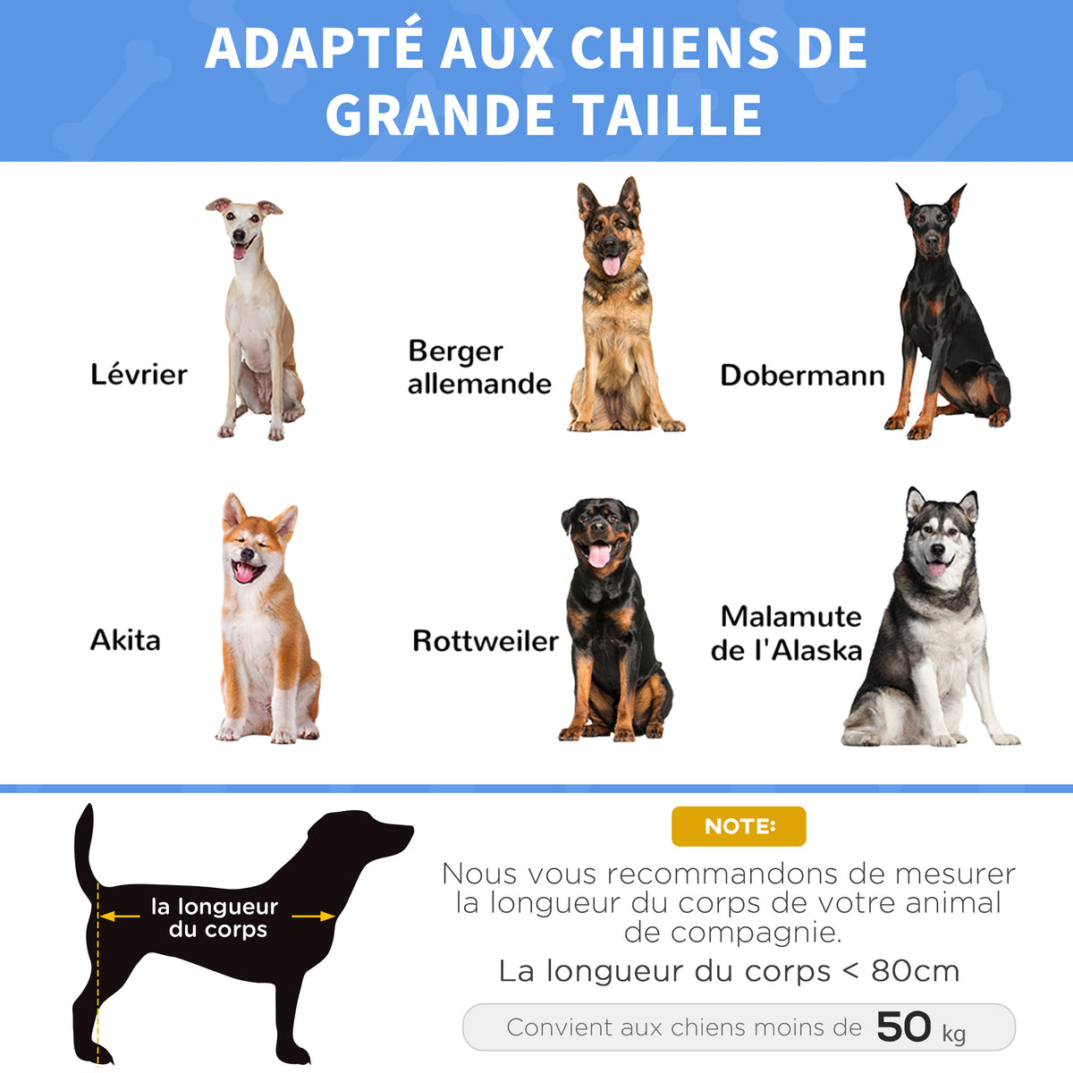 Lit sur pieds XXL pour chien chat lit de camp animal 122L x 92l x 23H cm marron clair
