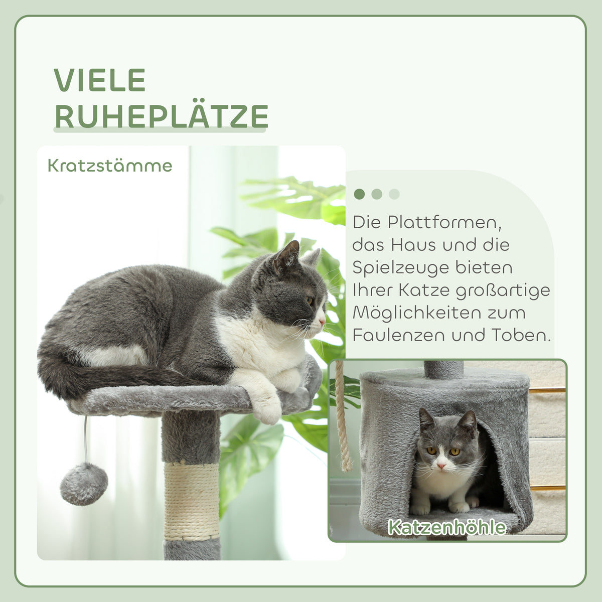 Arbre à chats multi-équipements griffoirs grattoirs plateformes niche corde jouets 40 x 40 x 114 cm gris